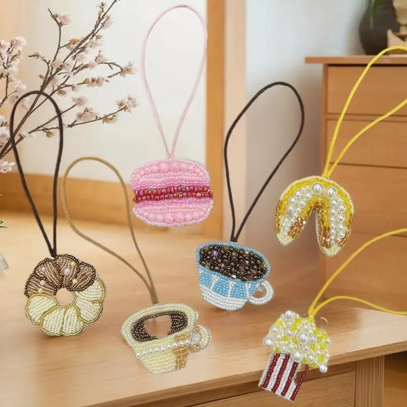 لطيف الحلوى بعد الظهر الشاي دونات أكواب القهوة قلادة اليدوية مطرز الهاتف سحر المفاتيح الهاتف شنقا حبل الهدايا