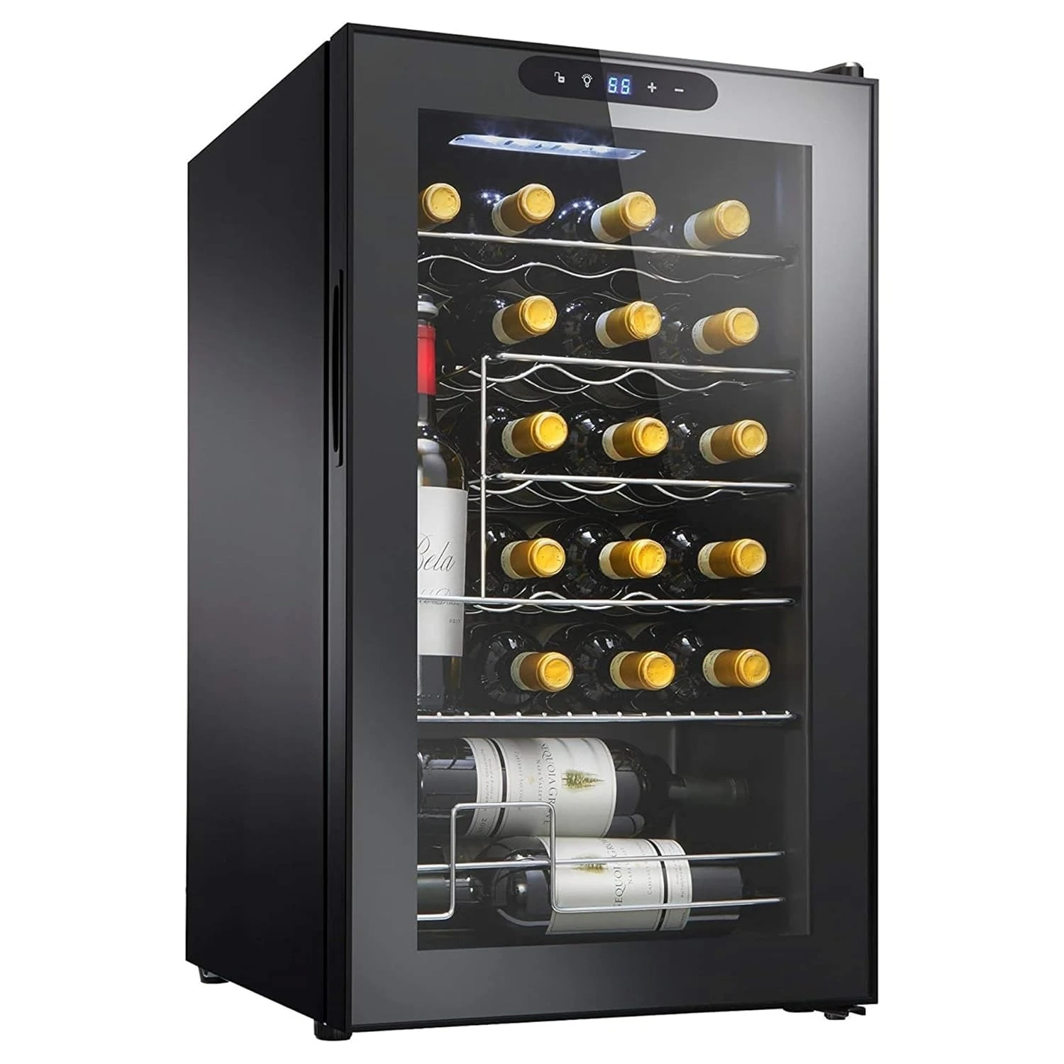 

24-Bottle Compressor Wine Cooler LED Control 41-64°F Freestanding 2.4 Cu Ft Upright Storage, Custom