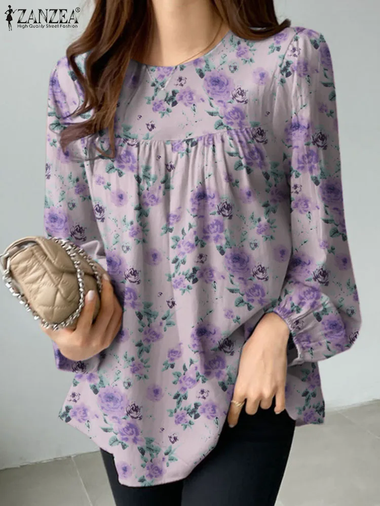 ZANZEA Stylish Long Sleeve Floral Printed Blouse Women Spring Bohemian Shirt Casual Holiday Tops Female Fashion Party Blusas