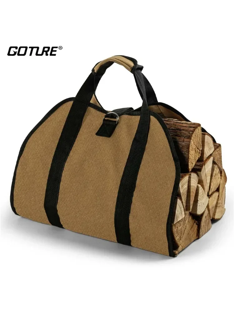 

Goture Large Capacity Canvas Firewood Wood Carrier Bag Log Camping Outdoor Holder Carry Storage Bag Black