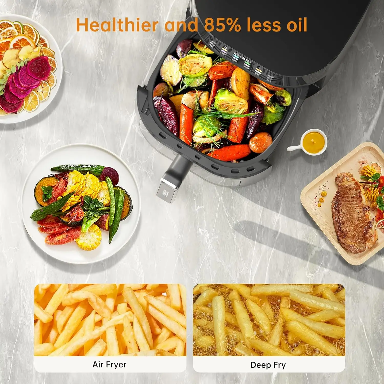 Air Fryer 11-in-1, Large 5.8 QT Airfryer with Easy View Windows, MAX 450℉ for Crispy, 85% Less Oil, Fast Roast, Preheat, Shake,