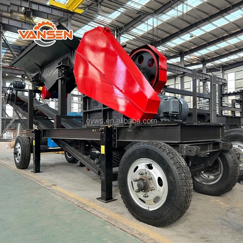 Gold Ore Mining Machinery  Rock Jaw Crusher Stone Crushing Machine Portable Mobile Jaw Crusher With Feeder And Conveyor