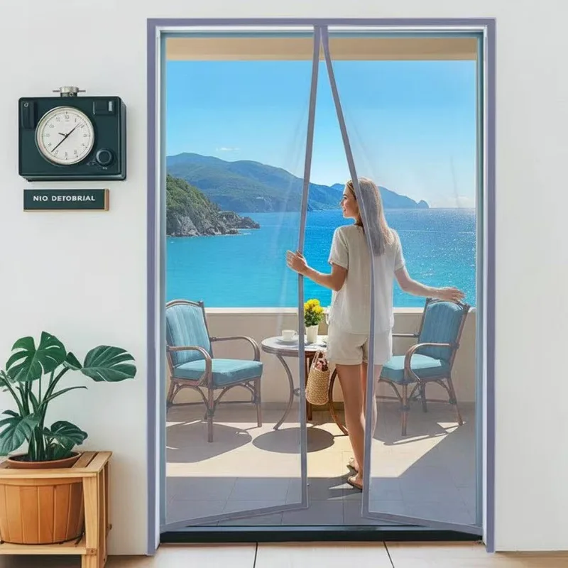 Magnetic Anti‑Mosquito Door Screen Curtain Breathable Mesh Insect Fly Bug Barrier Auto‑Closing Mosquito Net Curtain for Door