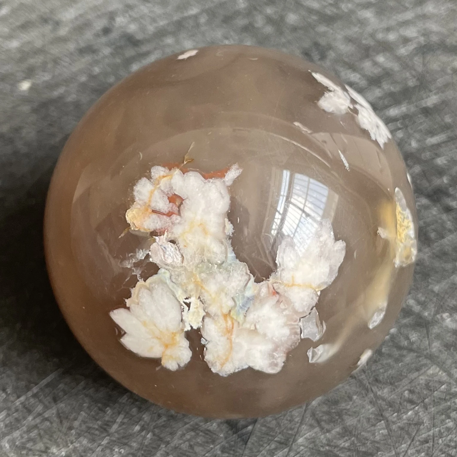 

232g Natural Crystal Ball Sakura Agate Sphere Rock Decoration Rough Polished Quartz Stone Healing