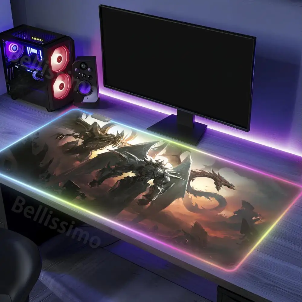 RGB Mouse Pad Popular desk Yu_Gi_Oh mats Non-Slip Cool Popular Rubber Office gadgets Edge locking Floor mats Luminescence