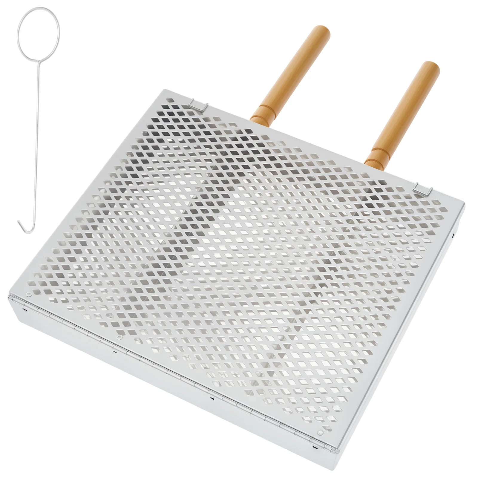 

Grill Basket Stainless Steel Portable Barbecue Grilling Basket Reusable Outdoor Camping BBQ Rack with Handle for Gathering