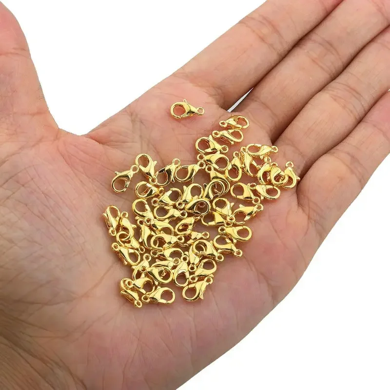 10/12/14 مللي متر النحاس جراد البحر مخلب المشابك السائبة 18K مطلية بالذهب جراد البحر المشابك لصنع المجوهرات عقد دي اي واي سوار 20 قطعة