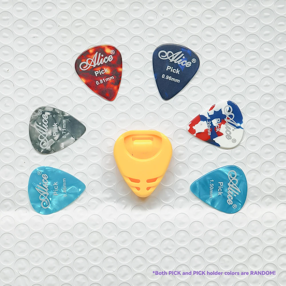 1/3 Pcs Guitar Pick Holder Plastic Adhesive Random Color with 6Pcs Alice Picks 0.46-1.5mm Random Color