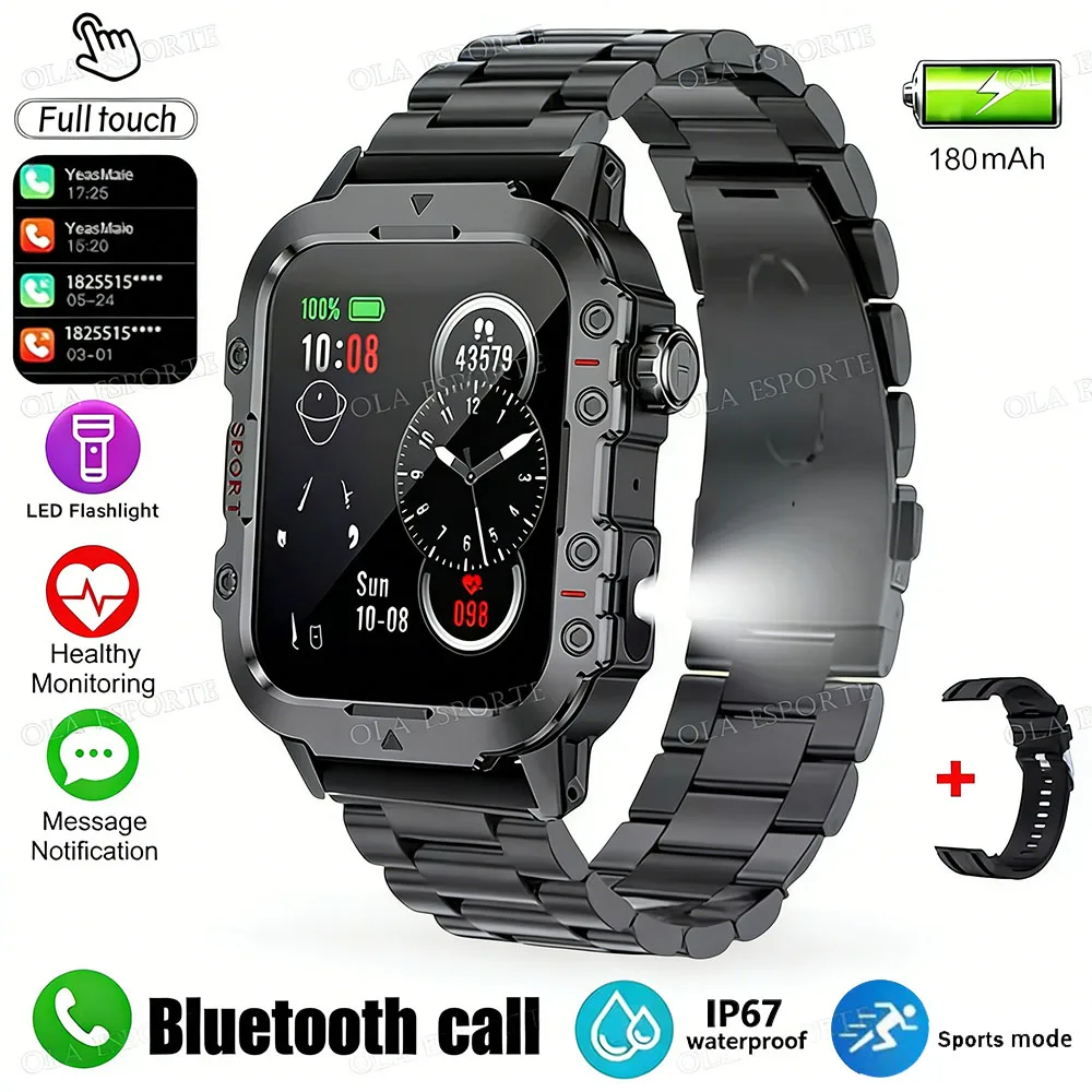 2026 Militär-Smartwatch für Herren 3ATM Outdoor-Sport Fitness-Tracker Blutdruck Gesundheitsüberwachung BT-Anruf GPS Smartwatch Ht30