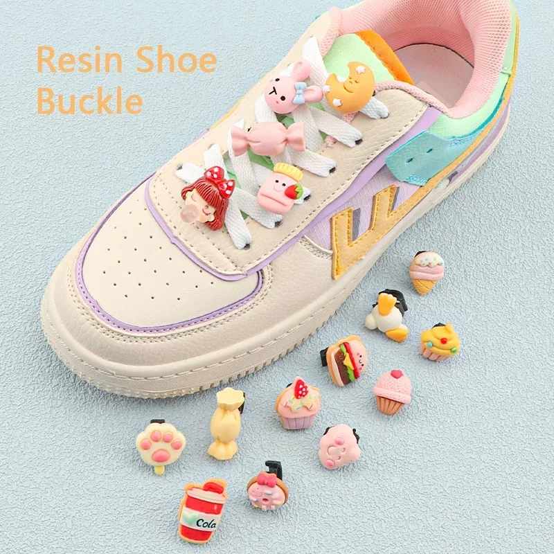 1PCS Cartoon Crown Cake Candy Macaron Color Shoes Accessories for Girl Children's Shoelaces Decoration Clips Shoe Laces Buckle