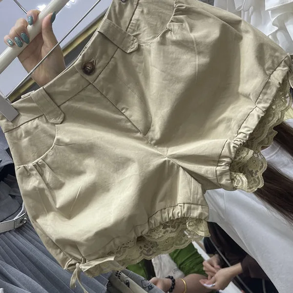 Retro Khaki Bud Shorts High Waist Spice Girl A Word Casual Shorts 2026 Summer New