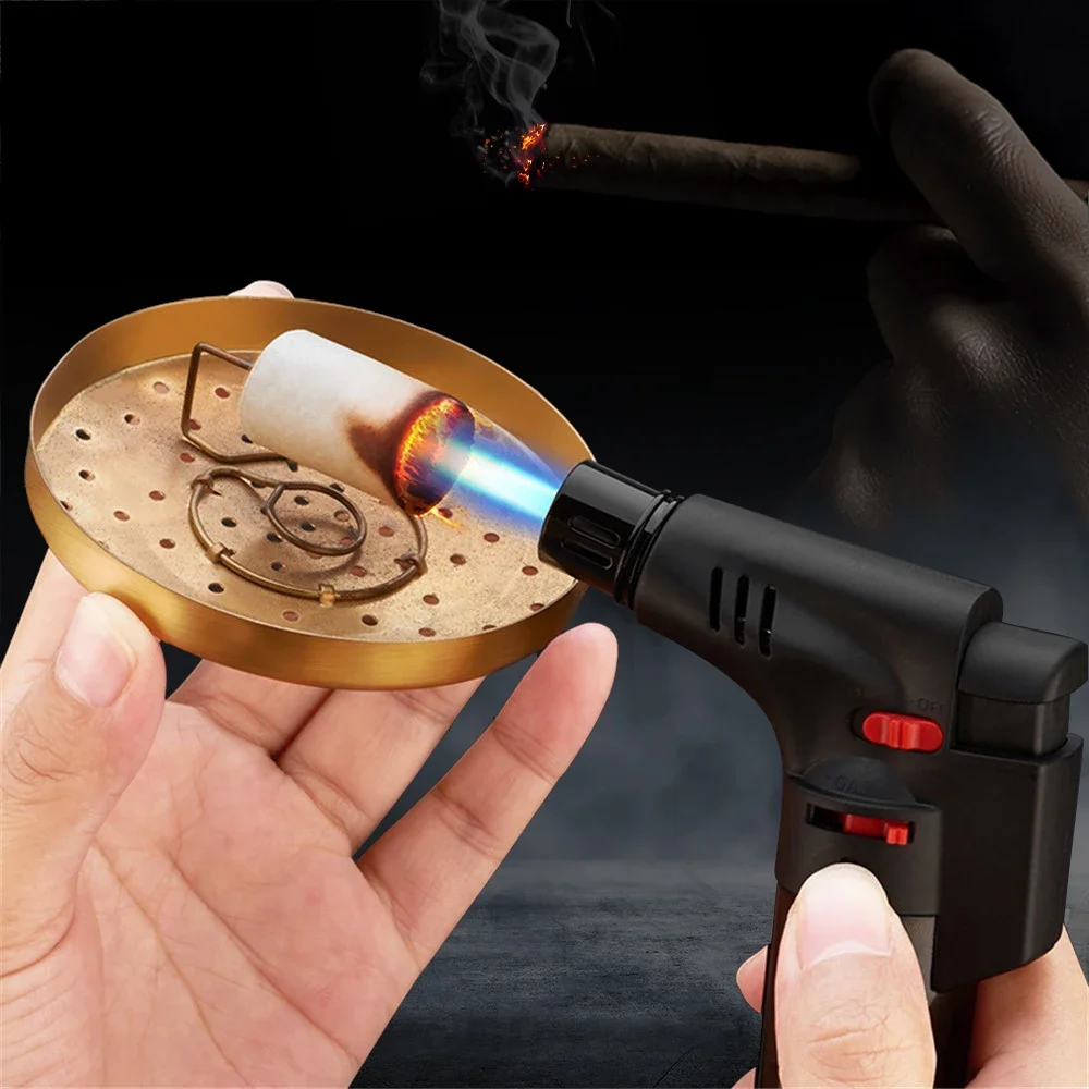 Jet Butane Lighter Refillable Gas Adjustable Flame Gun Lighter Cooking Torch BBQ Ignition Tool Windproof Cigar Cigarette Lighter