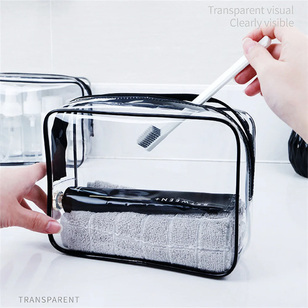 Transparente Reise Kosmetik Wasch beutel PVC Frauen Reiß verschluss klar Make-up Taschen Veranstalter Lagerung Bad Wasch tasche