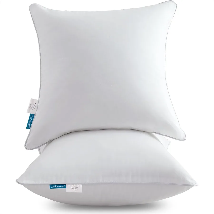 

18x18 Inch Throw Pillow Inserts Set of 2 Decorative Pillows for Sofa Bed Couch Soft Fluffy Firm Sham Stuffer with Cotton Cover