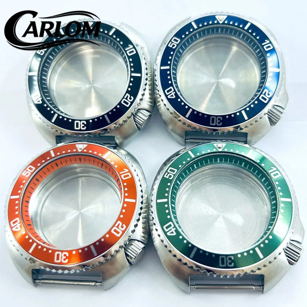 44mm NH Watch Case For NH34 NH35 NH36 NH38 NH39 NH70 NH72 Movement Turtle S Crown Black Blue Green Orange Ring