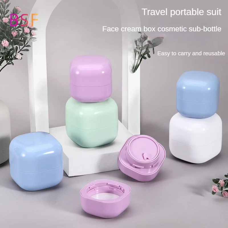 20/30/50g Macaron Square Refillable Bottles Empty Bottle Face Cream Lotion Jar Plastic Empty Cosmetic Pot Travel Accessories