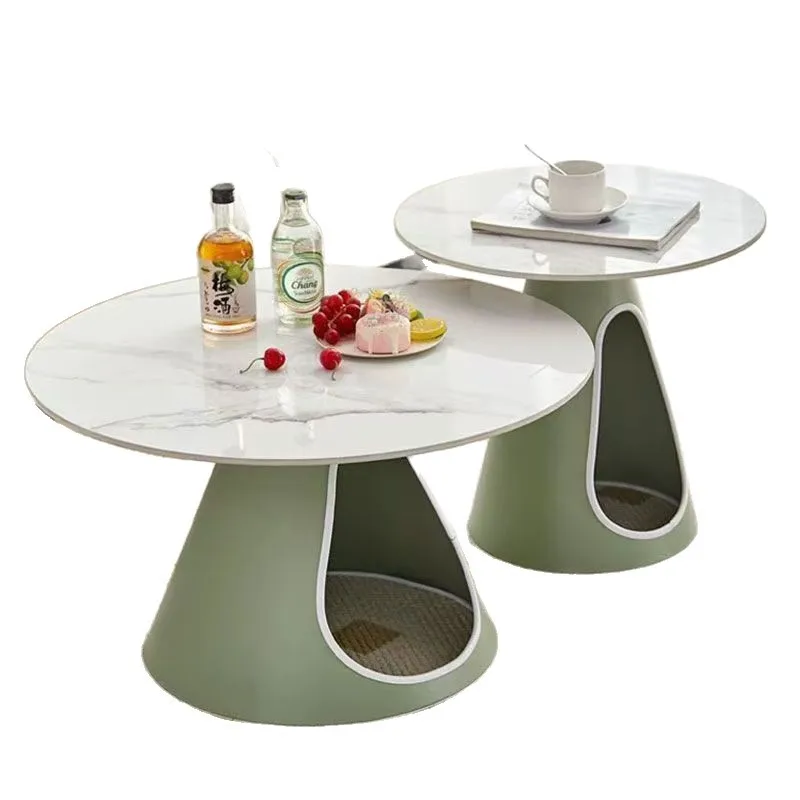 

Nordic living room modern coffee table rock slab small apartment cream combination creative simple light luxury household round