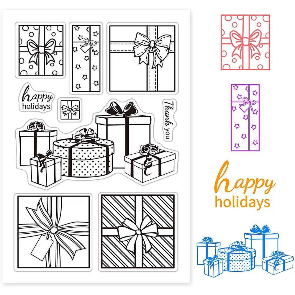 Gift Box Silicone Stamp Happy Birthday Clear Stamps Molds for DIY Scrapbooking  Card Making Photo Album Envelope Decoration