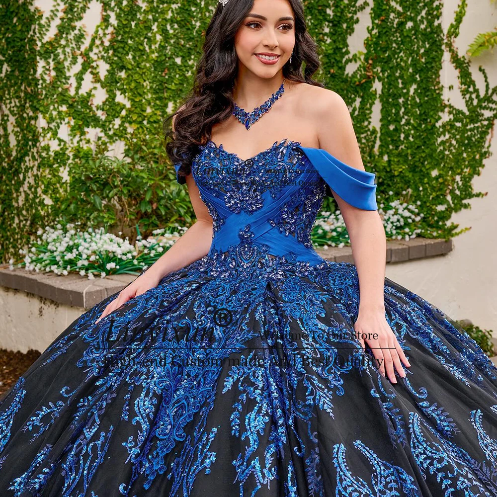 Exquisite Sparkly Applique Quinceanera Dresses Off Shoulder Crystal 16 Birthday Ball Gowns Customized vestido quinceañeras