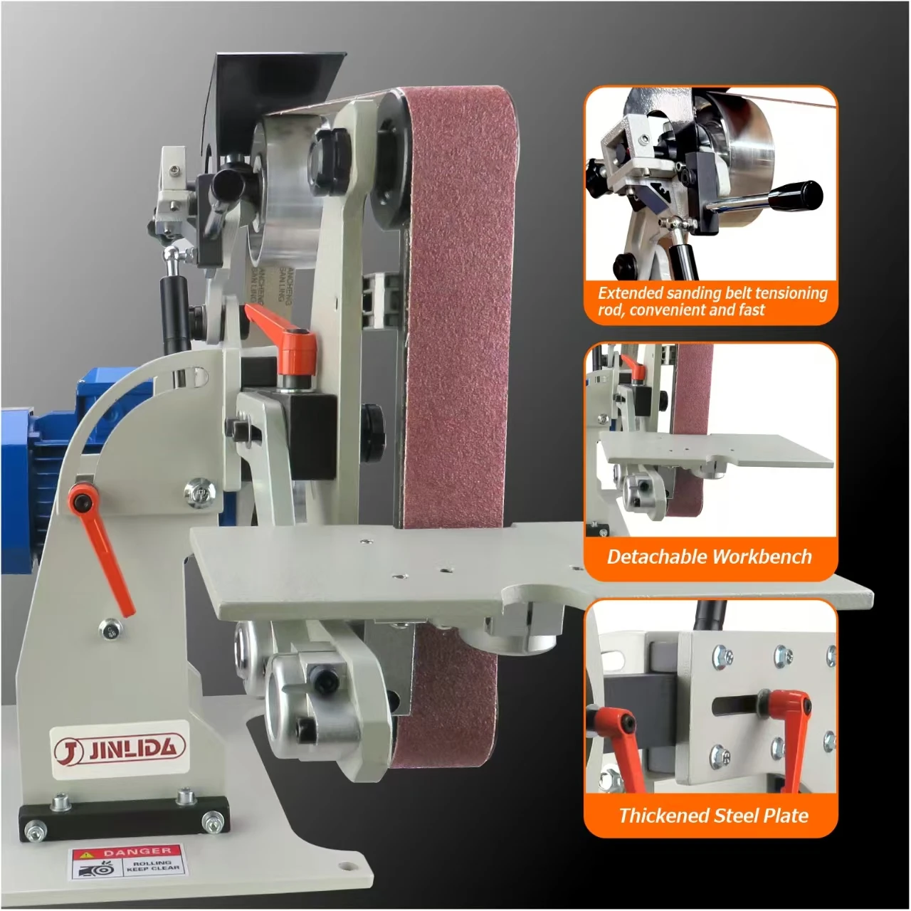 New Model  Electric Industrial Grade 2*72 Belt Grinder Brushless Motor Infinite-Speed Adjustable 50MM Max Grinding Capacity