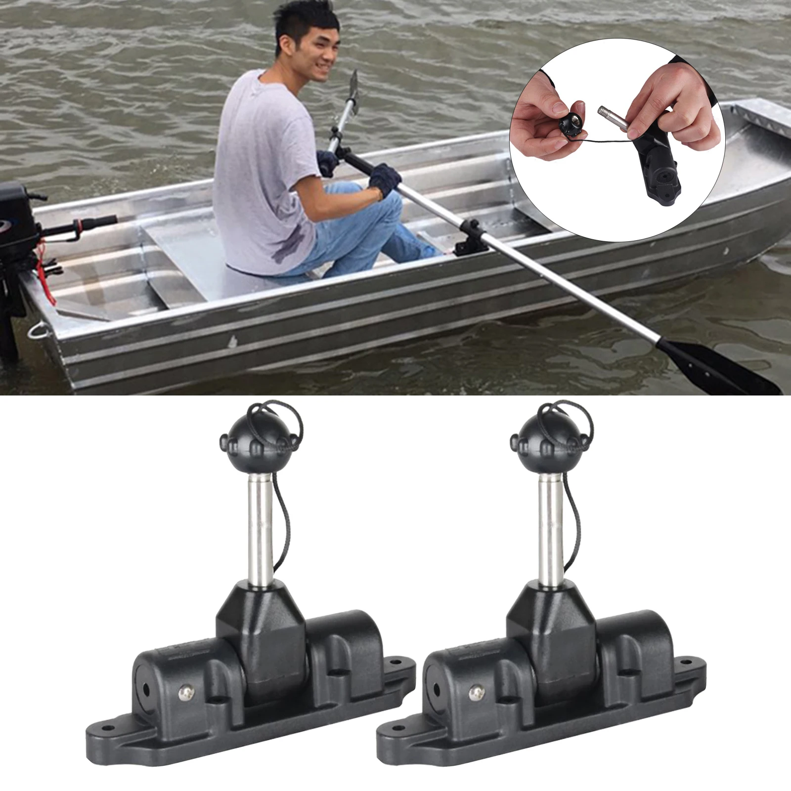 2 Pieces Rowing Rack Paddle Locking Bracket Boat Dinghy Kayak Canoe Accessories