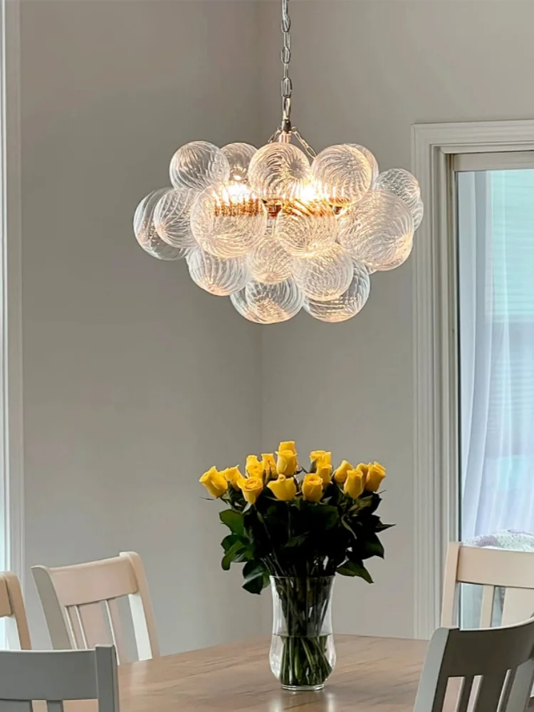 Led Bubble Series Glass Ceiling Chandelier Light Luxury Bedroom Magic Beans Hanging Lamp Suspension Villa Living Room Home Decor