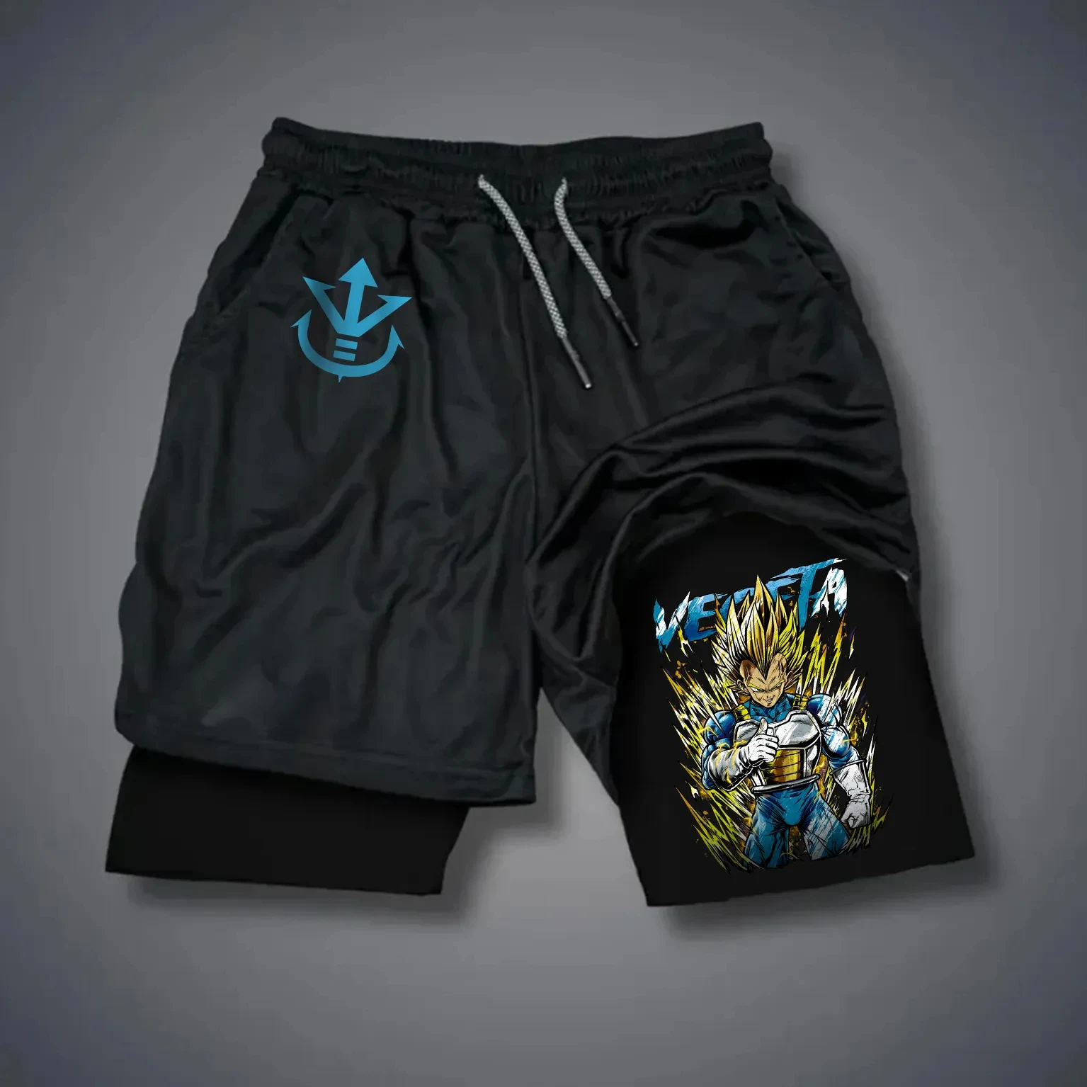 Dragon Ball Wukong Printed Double Layer Shorts Elastic Men's and Women's Spring and Summer Breathable Sports Shorts