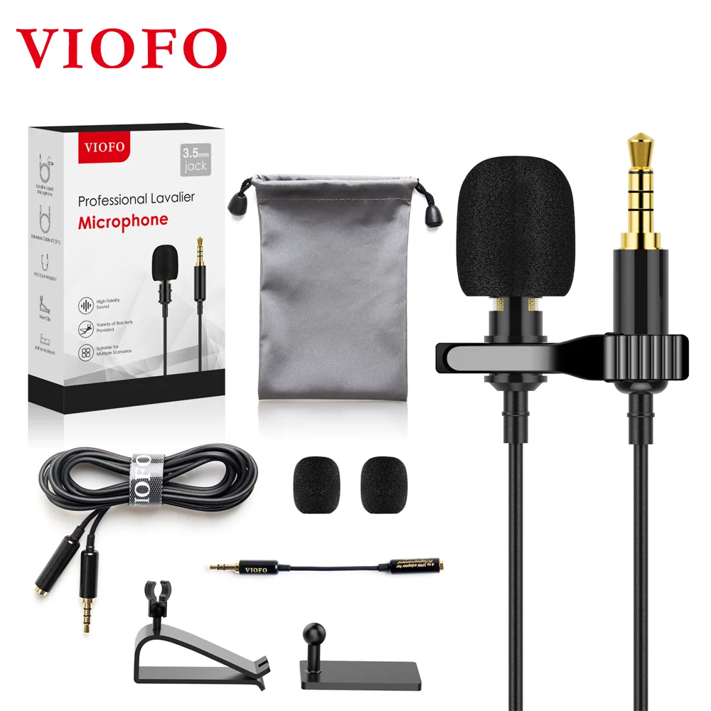 Mic for viofo A139 Dash Cam,  Universal professional Lavalier microphone Smartphone, PC, Laptop, Camera, DSLR, Audio Recorder