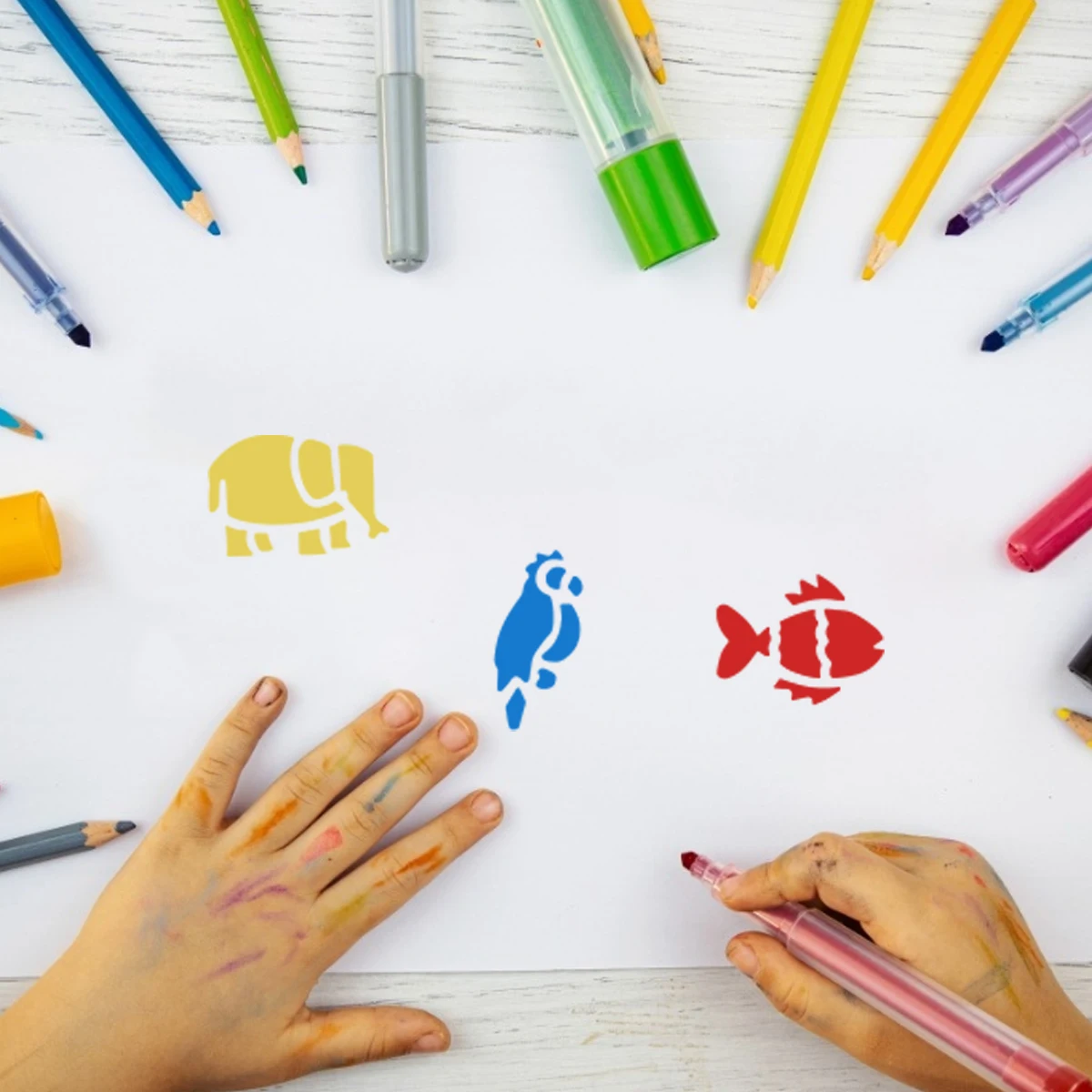 12 قطعة من قالب رسم الرسوم المتحركة استنسل مساعد للأطفال لوازم الرسم الإبداعي قالب الرسم #6