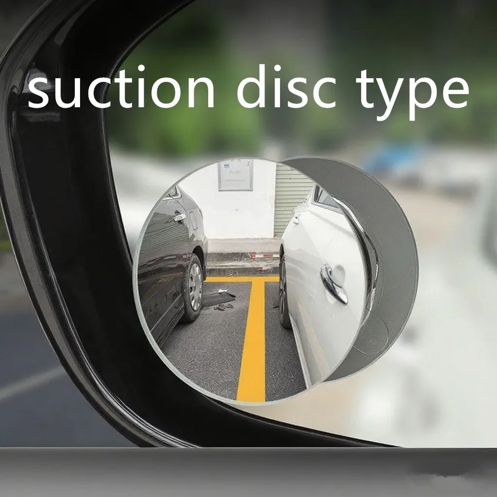 2pcs Car Rearview Sucker Mirrors 360 Blind Spot Mirror Adjustable Round Frame Wide-angle Rearview Auxiliary Convex Mirror
