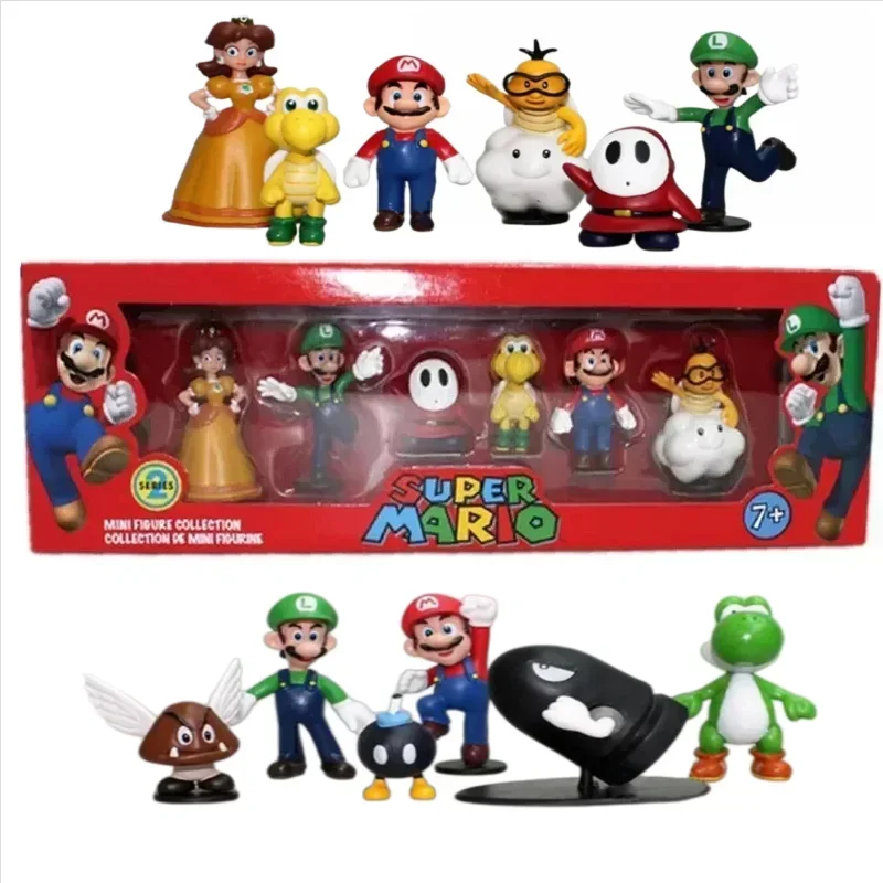 

Набор коллекционных фигурок Аниме Супер Марио Брос, милые мультяшные куклы-игрушки для детей, украшение для торта на день рождения и Рождество