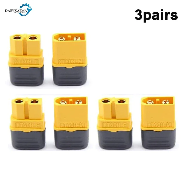 3–12 Paar XT60H (XT60-Upgrade) Steckverbinder XT60H männlich weiblich Rundsteckverbinder Stecker mit Hülle für Lithium-Batterie RC Flugzeuge Auto