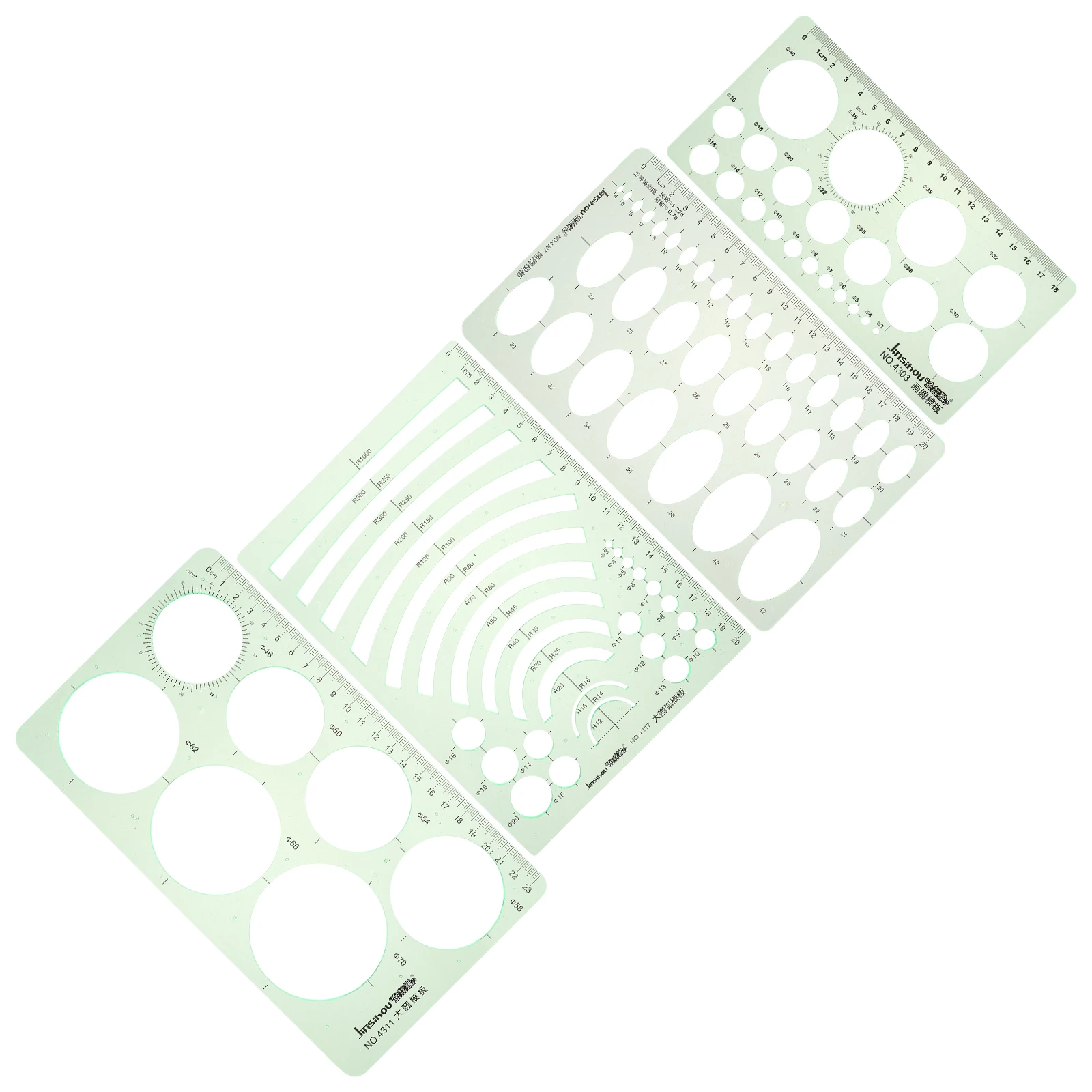 4 Pcs Geometric Drawing Template Ruler Drawings Design Templates Architecture Rulers Kit Geometry Measuring Round Building
