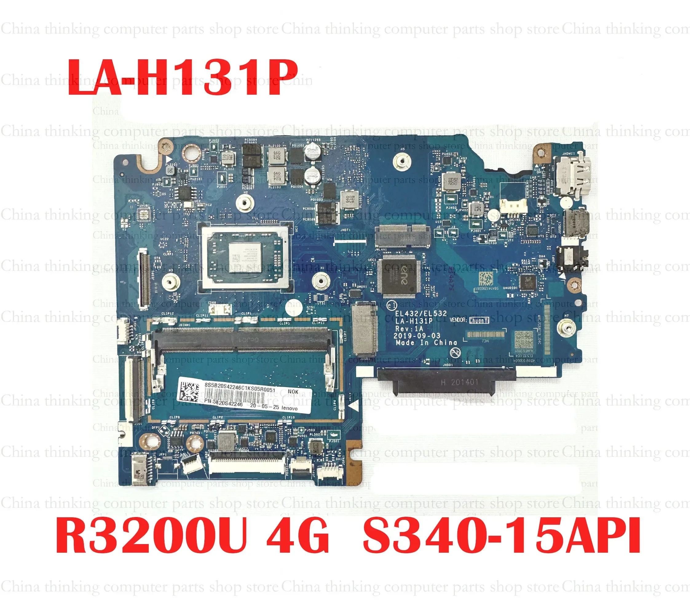 forLA-H131P Mainboard Motherboard With R3-3200 R5-3500 4G For Lenovo Ideapad S340-14API S340-15API Laptop