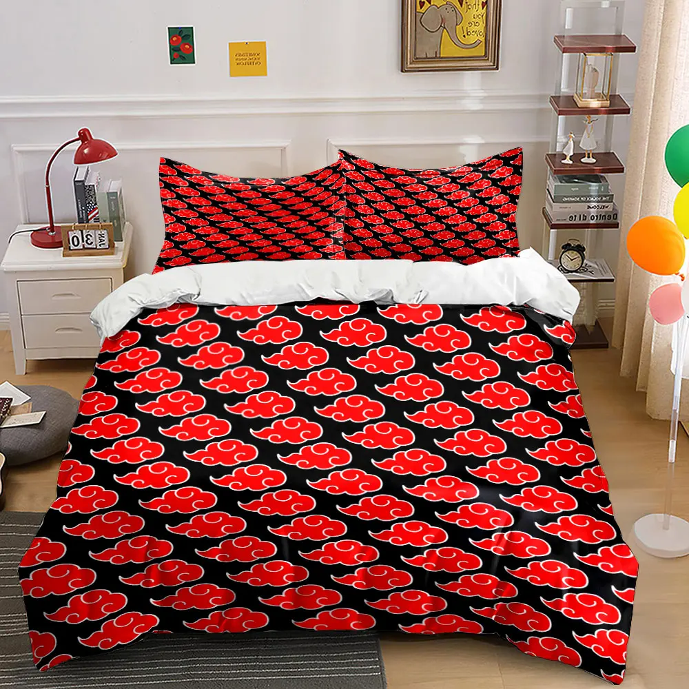 Dense Pattern of Red Clouds Bedding Set for Kids Luxury Gift 3pcs Digital Print Comforter Set Soft Comfortable Breathable