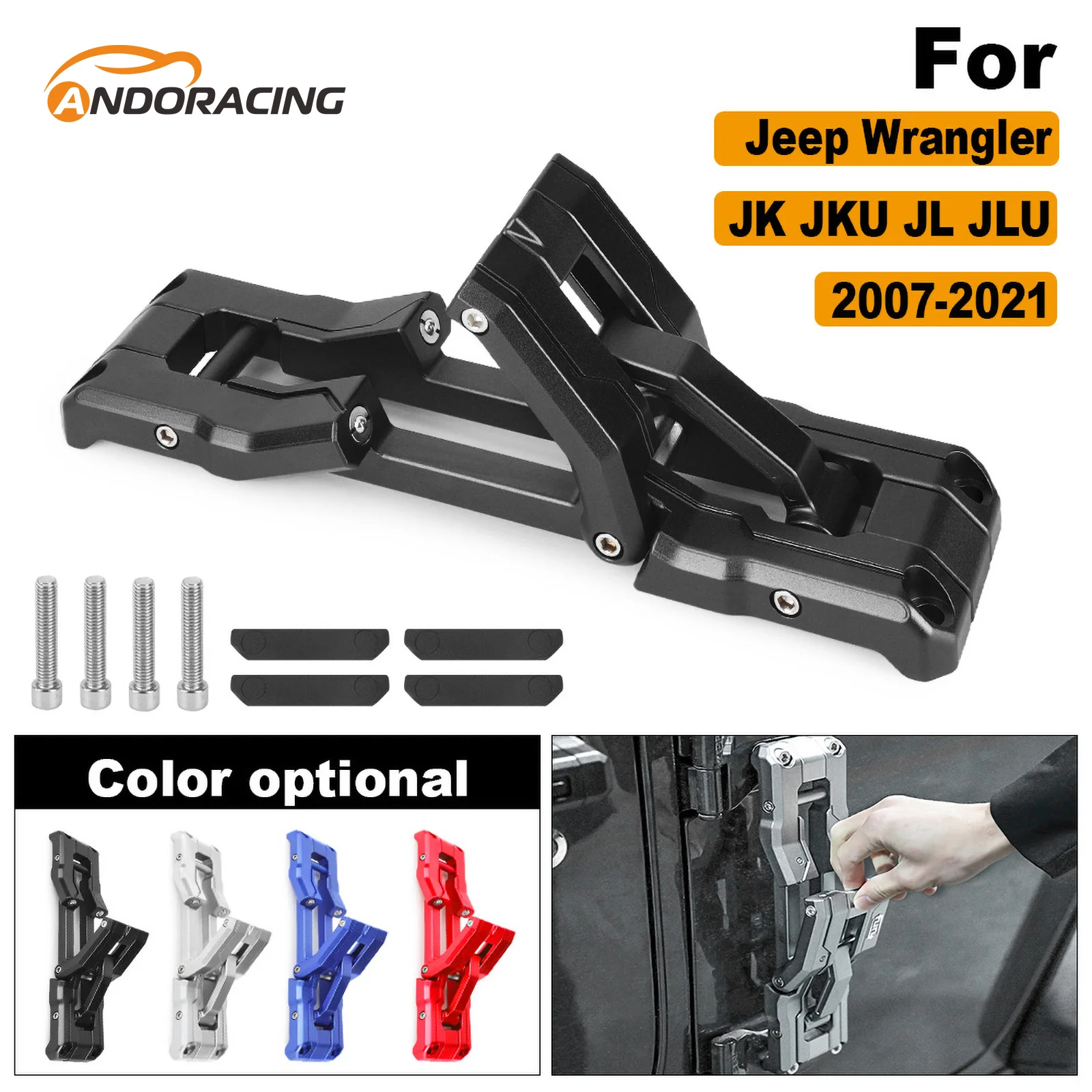Door Hinge Step Heavy Duty Aluminum Footboard Foldable Car Folding Stepping Ladder for Jeep Wrangler JL JLU JK JKU 2007-2021