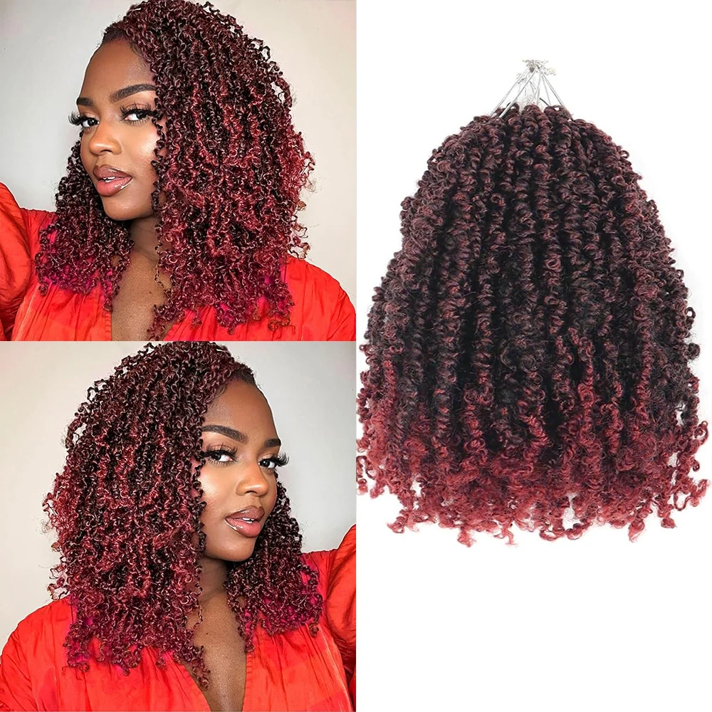 Yanky Twist Crochet Hair 12 Inch Pre Looped Mini Twist Yankee Twist Micro Yaki Twist Synthetic Curly Crochet Hair Extensions