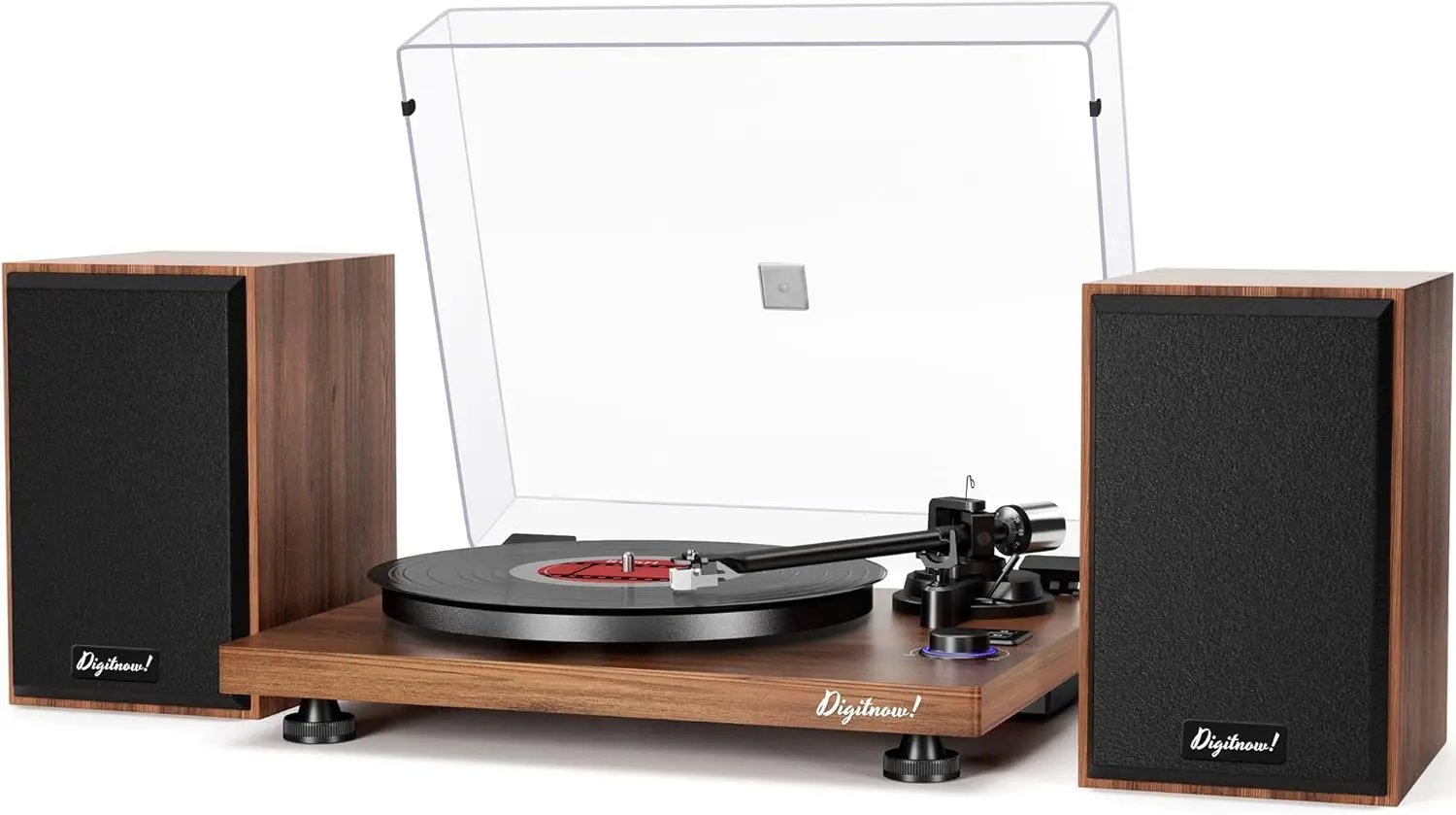 

Bluetooth-проигрыватель виниловых пластинок Hi-Fi с 36-ваттными полочными колонками, магнитным картриджем и функцией автоматического отключения