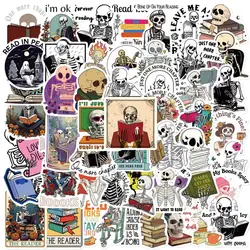 50PCS Cartoon Gothic Skeleton Reading Graffiti Sticker DIY Snowboard Laptop Luggage Car Fridge Graffiti Gothic Sticker