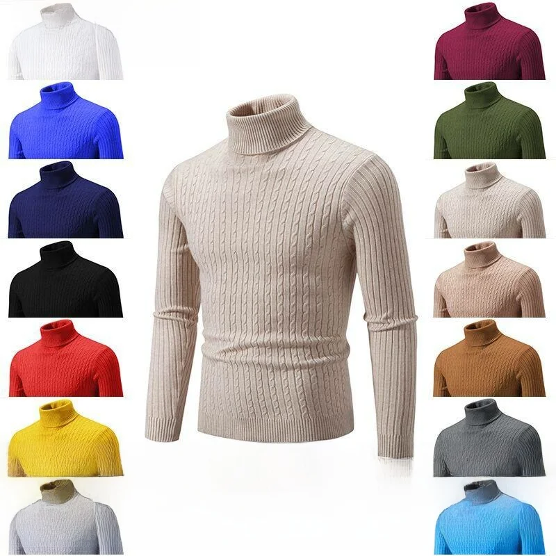 

Men's Winter Thermal Turtlene Pullover Sweater High Collar Knittedwear Faion Urban Sle Long Sve Thin Gauge Nylon