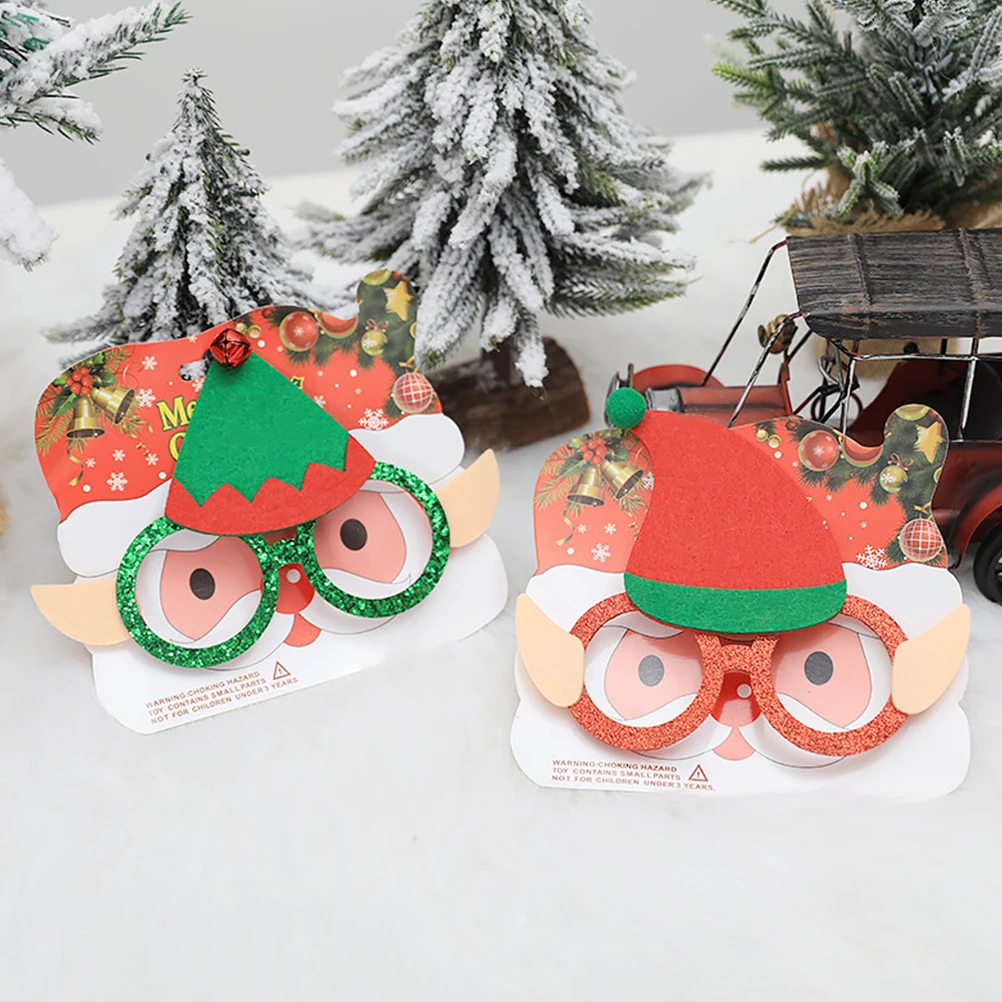 

4 Pcs Elf Glasses Holiday Eyeglass Decorative Christmas Non-woven Fabric Party Child Winter Eyeglasses