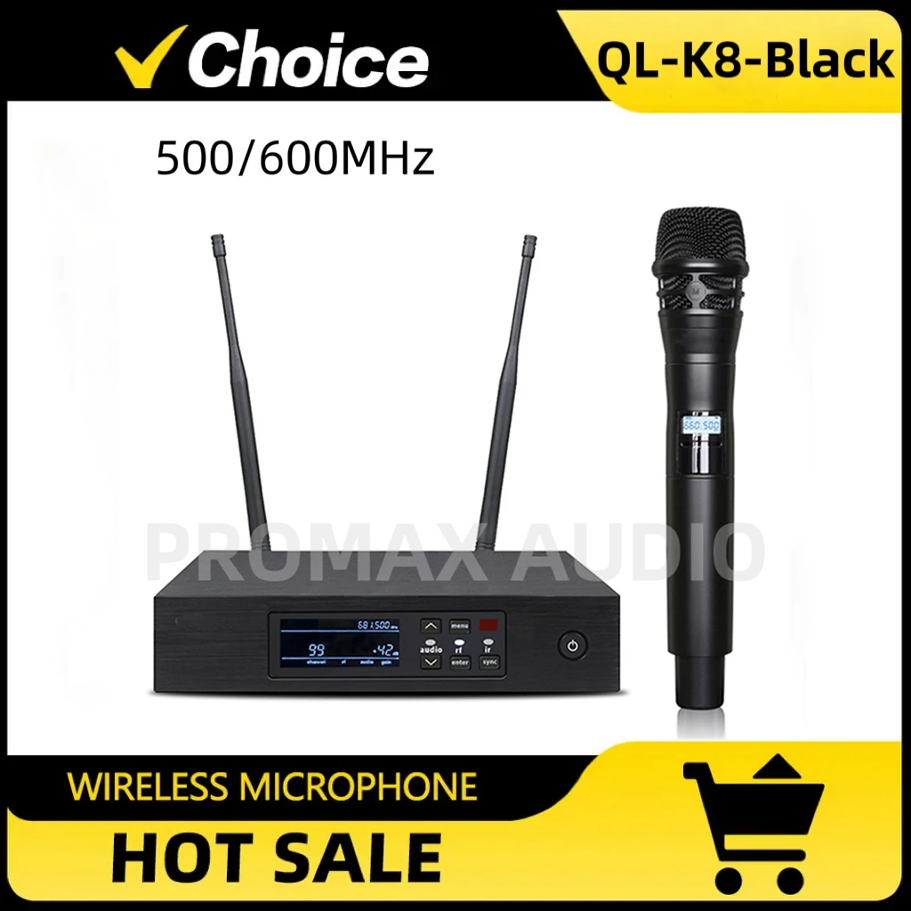 QLXD-KSM8-Black 500MHz/600MHz Metal Handheld UHF High-Quality Professional Wireless Microphone For Stage Performance Singing