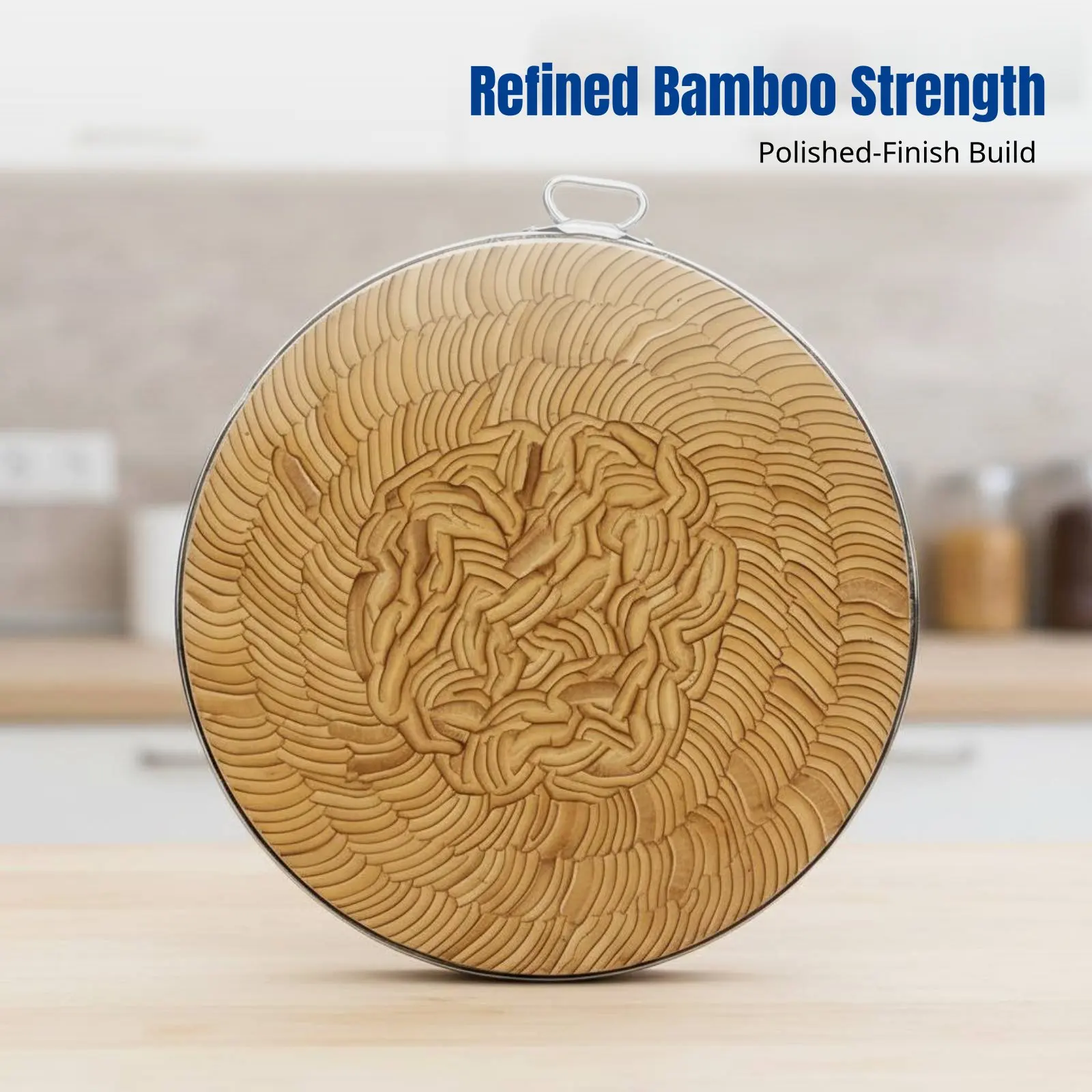 

Круглая бамбуковая разделочная доска, особо толстая, антимикробная, для домашней и профессиональной кухни