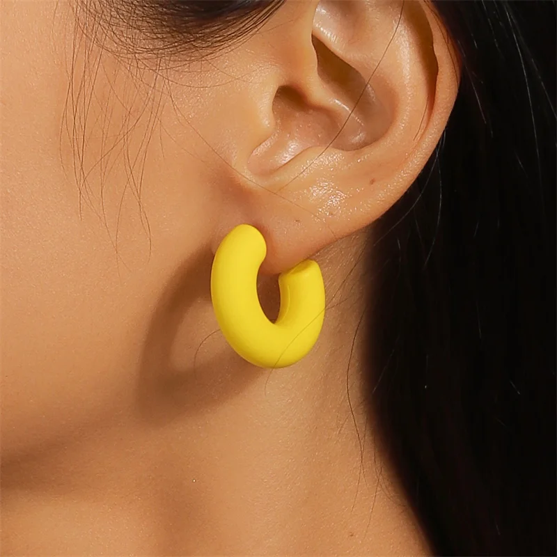 Aihua Koreanische Einfache Große Runde Hoop Ohrringe Für Frauen Bunte Geometrische Kunststoff Übertrieben Ohrring Trendy Ohrringe Schmuck – Detail 38