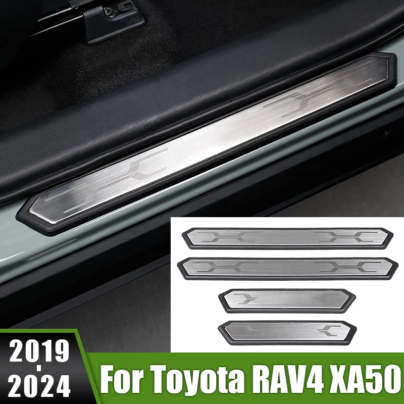 

For Toyota RAV4 XA50 2019 2020 2021 2022 2023 2024 RAV 4 Hybrid Car Door Sill Scuff Plate Cover Welcome Pedal Threshold Strips