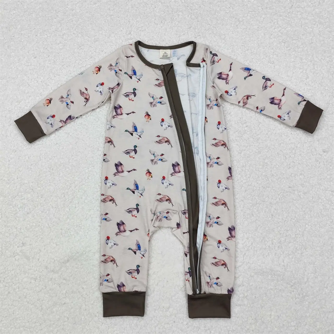 Wholesale Toddler Newborn Coverall Bodysuit Boutique Children Baby Boy Long Sleeves Romper Kids Infant Zipper Duck Clothes