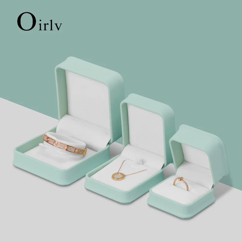 

Зеленая Подарочная коробка для ювелирных изделий Oirlv, коробка для колец, ювелирных изделий из искусственной кожи, кольца, сережек, ожерелий, оптовая продажа, зеленая коробка для ювелирных изделий