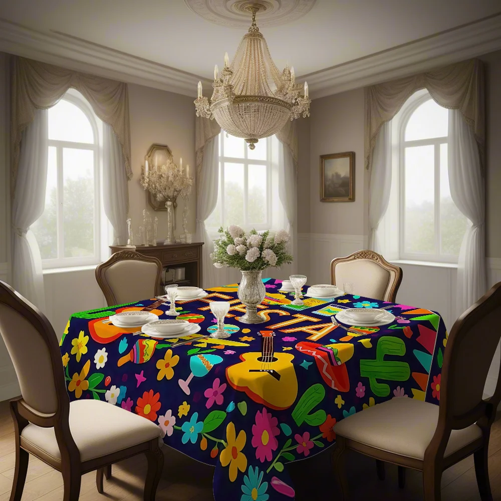 1 piece, Mexican Carnival, printed tablecloth for family kitchen, yzb