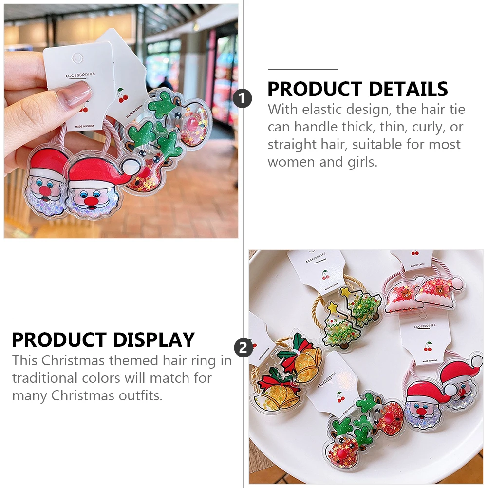 

10pcs Christmas Ties Bows Elastic Design Girls Headdress Hair Accessories Perfect for Thick Thin Curly Straight Hair Durable