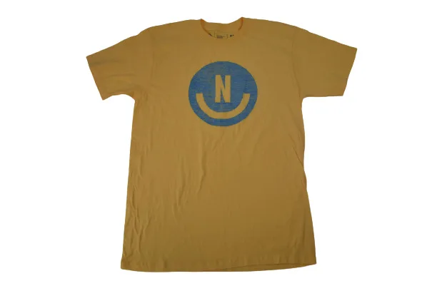 Neff Mens Faded Blue Smile On Yellow T Shirt New M L